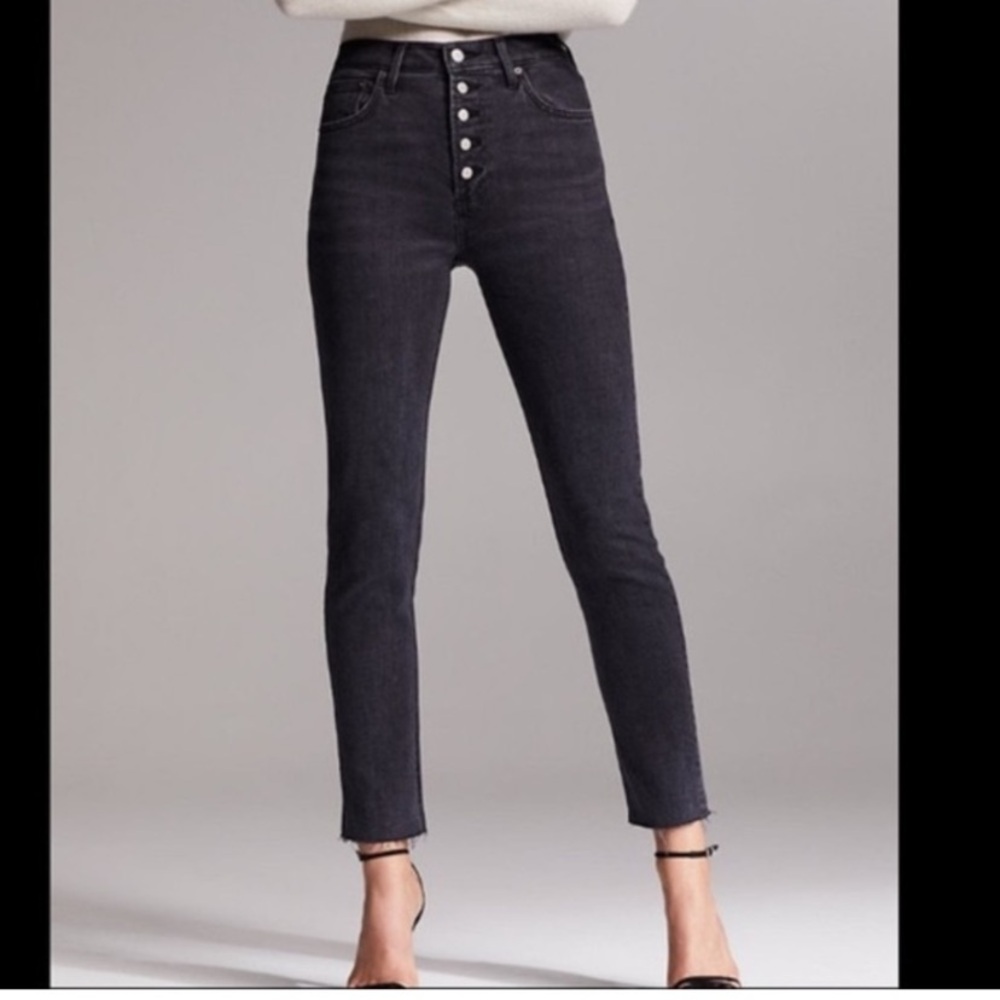 Denim Forum Yoko High Rise Button-Fly Jeans in Black